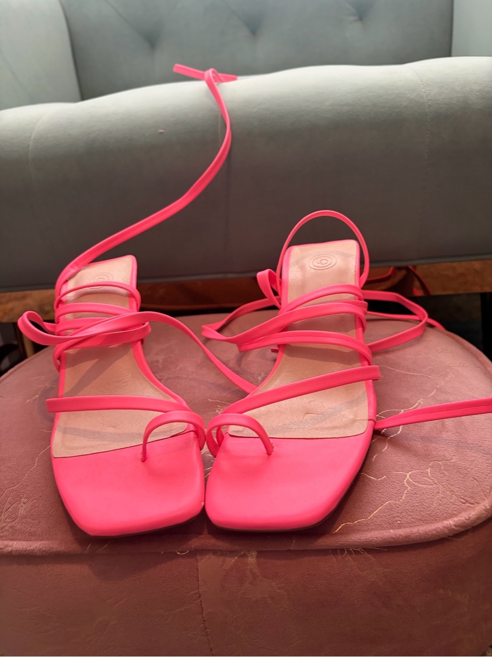 Women's Strappy Square-Toe Sandals - Hot Pink